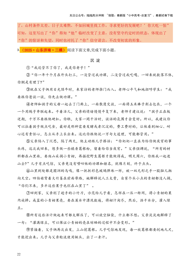 模板06人物形象类题型（答题模板）解析版_02中考总复习（2026版更新中）_01-语文-中考总复习_2025年中考资料_2025年中考语文答题方法模板