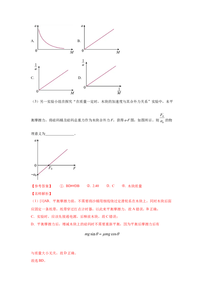专题15.力学实验--2023高考二轮复习(解析版)_4.2025物理总复习_2023年新高复习资料_二轮复习_2023年高考物理二轮复习二十五专题精练287608825_专题15力学实验