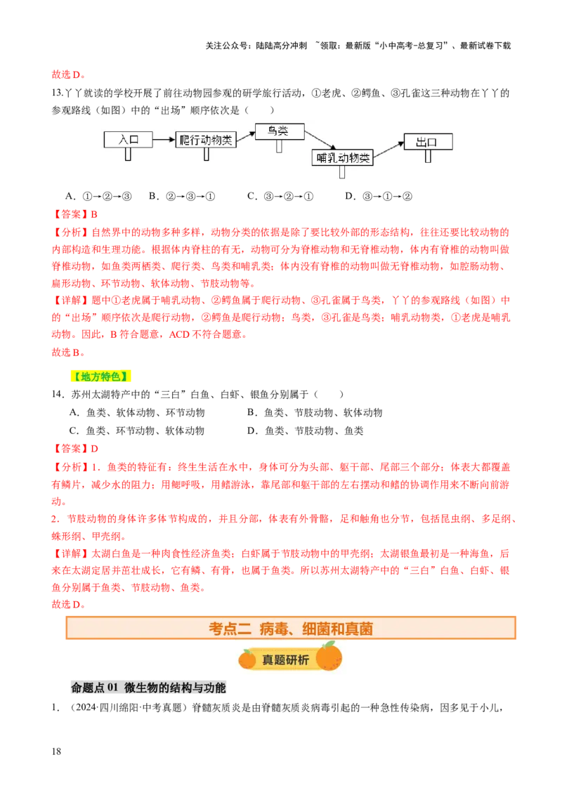 主题二生物的多样性（讲练）（解析版）_02中考总复习（2026版更新中）_08-生物-中考总复习_2025中考复习资料_2025中考二轮课件ppt+讲义+练习生物_讲义+练习_719