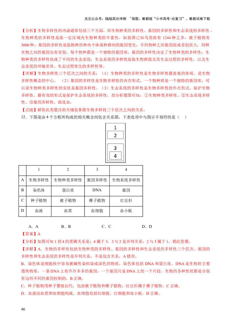主题二生物的多样性（讲练）（解析版）_02中考总复习（2026版更新中）_08-生物-中考总复习_2025中考复习资料_2025中考二轮课件ppt+讲义+练习生物_讲义+练习_719
