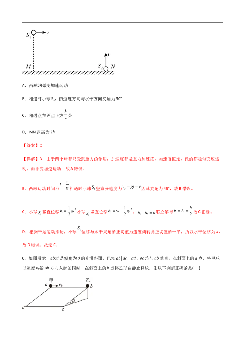 专题23平抛运动临界问题、相遇问题、类平抛运和斜抛运动（解析版）_4.2025物理总复习_2023年新高复习资料_一轮复习_2023届高三物理一轮复习多维度导学与分层专练
