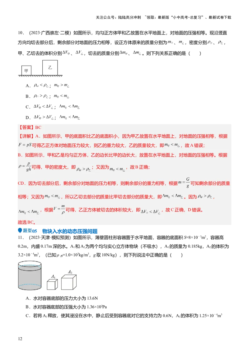 压轴题15多项选择题压轴题（解析版）_02中考总复习（2026版更新中）_04-物理-中考总复习_2024年中考复习资料_三轮复习_2024年中考物理压轴题专项训练（全国通用）