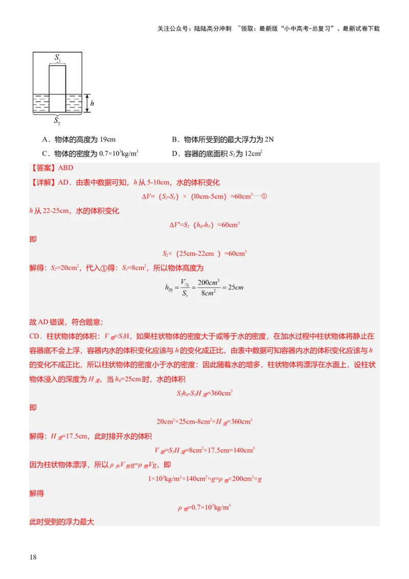压轴题15多项选择题压轴题（解析版）_02中考总复习（2026版更新中）_04-物理-中考总复习_2024年中考复习资料_三轮复习_2024年中考物理压轴题专项训练（全国通用）