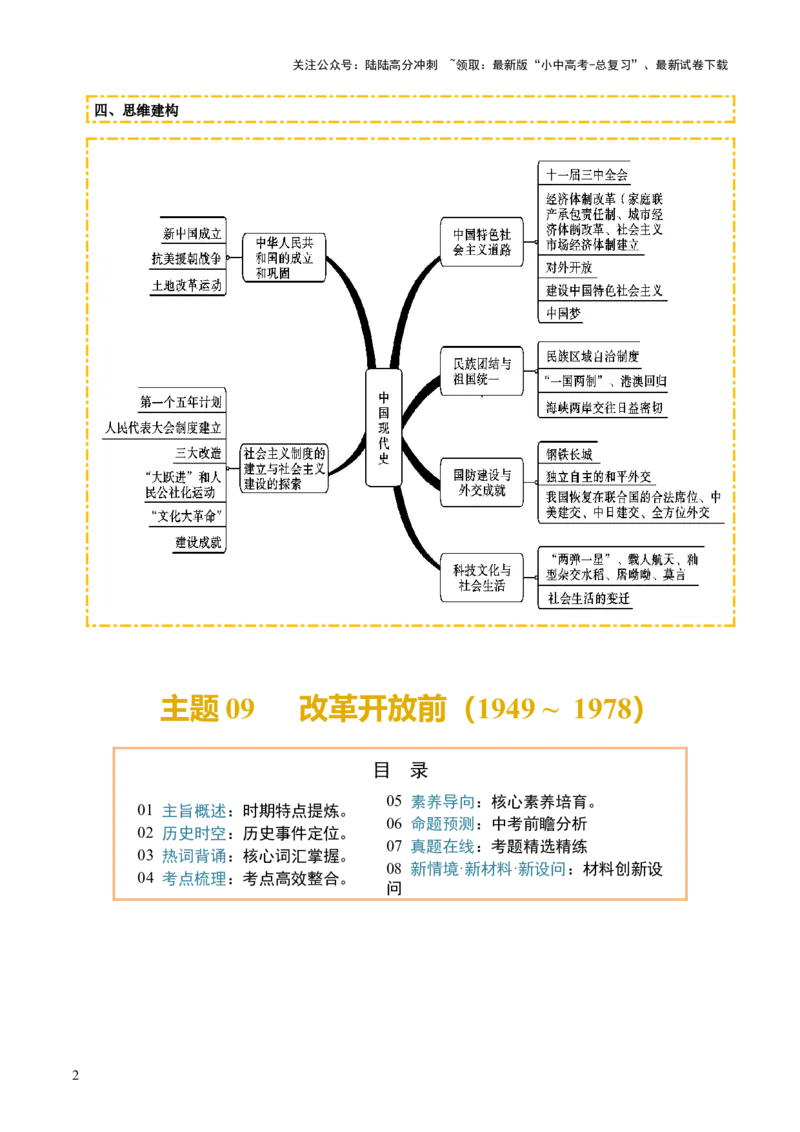 主题09+改革开放前（1949_1978）（历史时空+热词背诵+考点梳理+素养导向+命题预测）-2025年中考历史一轮知识点梳理_02中考总复习（2026版更新中）_06-历史-中考总复习_2025年中考复习资料