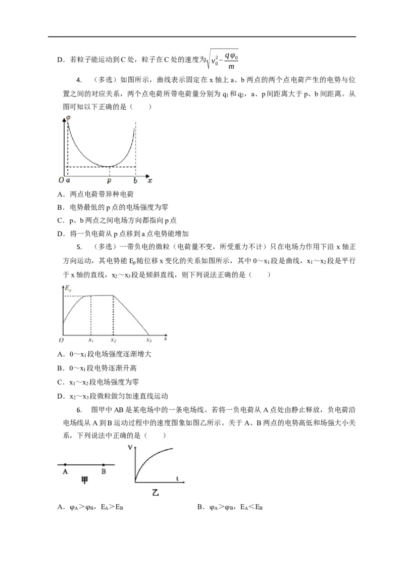 第50讲电场中的图像（原卷版）_4.2025物理总复习_2023年新高复习资料_专项复习_2023届高三物理高考复习101微专题模型精讲精练