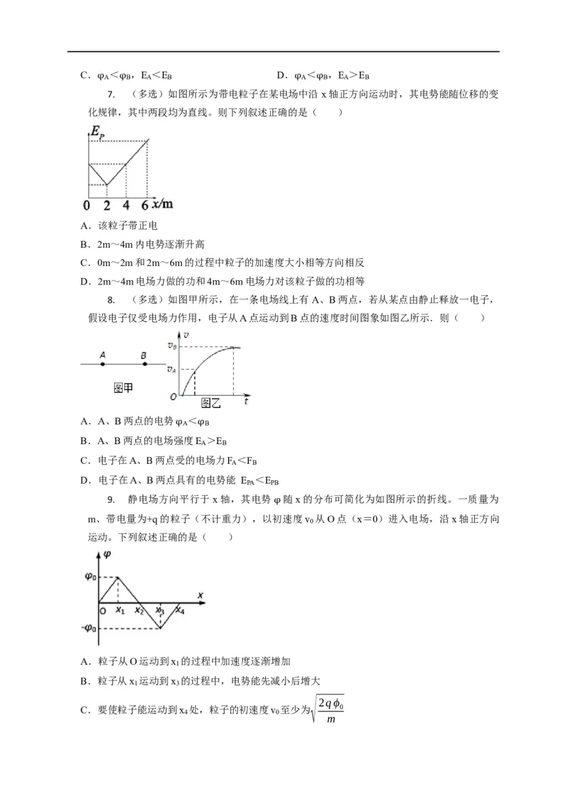 第50讲电场中的图像（原卷版）_4.2025物理总复习_2023年新高复习资料_专项复习_2023届高三物理高考复习101微专题模型精讲精练