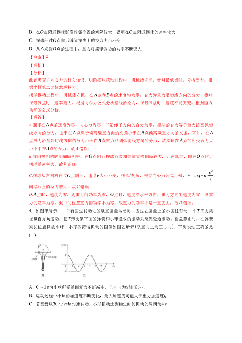 第01练　机械振动（解析版）_4.2025物理总复习_2023年新高复习资料_一轮复习_2023年高考物理一轮复习小题多维练（新高考专用）_第十三章　机械振动与机械波_第01练机械振动