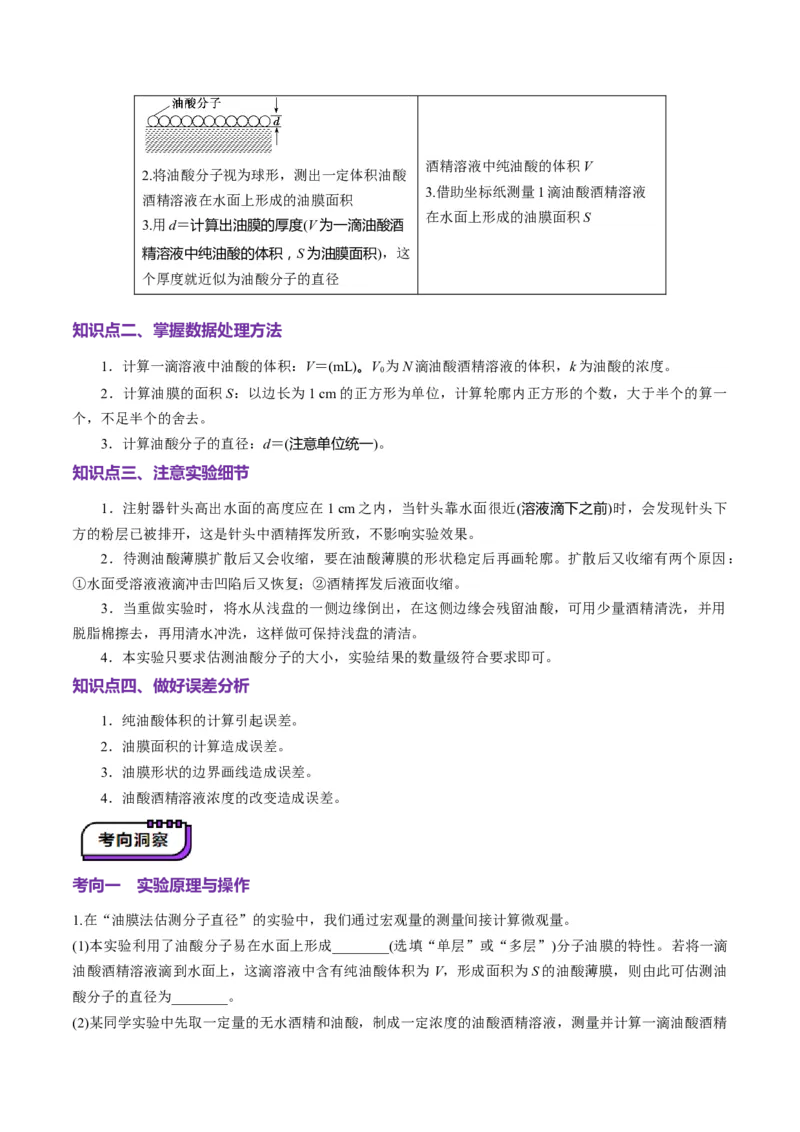 第66讲热学实验（讲义）（解析版）_4.2025物理总复习_2025年新高考资料_一轮复习_2025年高考物理一轮复习讲练测（新教材新高考）