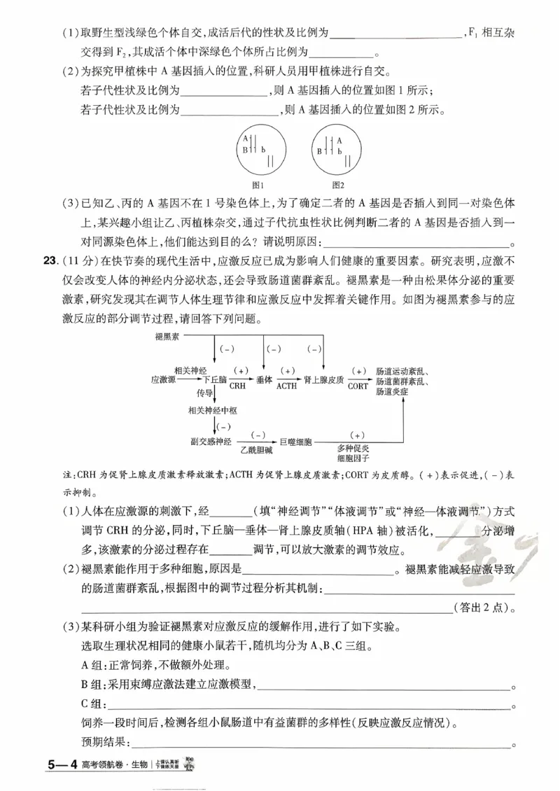 2026金考卷百校联盟高考领航卷生物试卷五（新教材不定项选择题版）_2026版金考卷&middot;百校联盟高考领航卷（全科）_2026版金考卷&middot;百校联盟高考领航卷生物（单选+不定项）