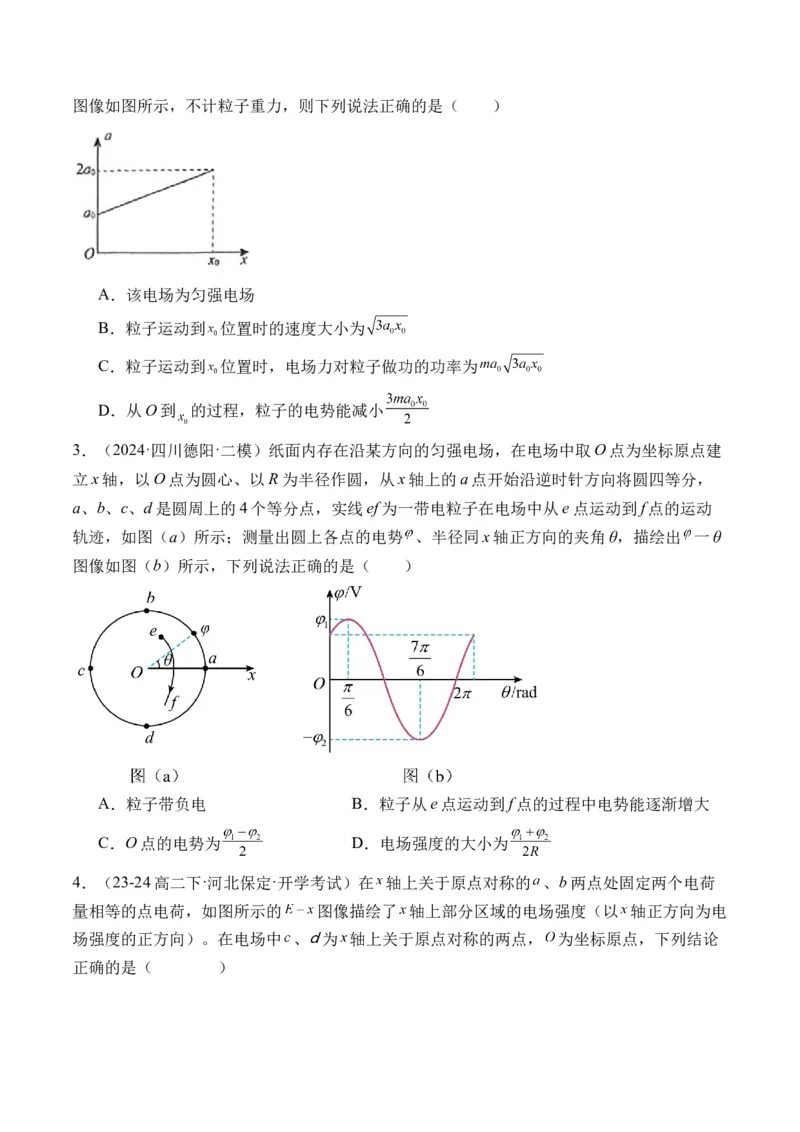 秘籍10电场中的功能关系和图像问题（原卷版）-备战2024年高考物理抢分秘籍_4.2025物理总复习_2024年新高考资料_5.2024三轮冲刺_备战2024年高考物理抢分秘籍（新高考通用）321489818