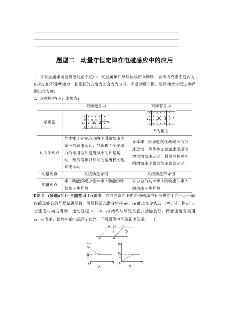 第12章专题强化205　动量观点在电磁感应中的应用_4.2025物理总复习_2024年新高考资料_1.2024一轮复习_2024年高考物理一轮复习讲义（新人教版）_学生版在此文件夹_大一轮复习讲义