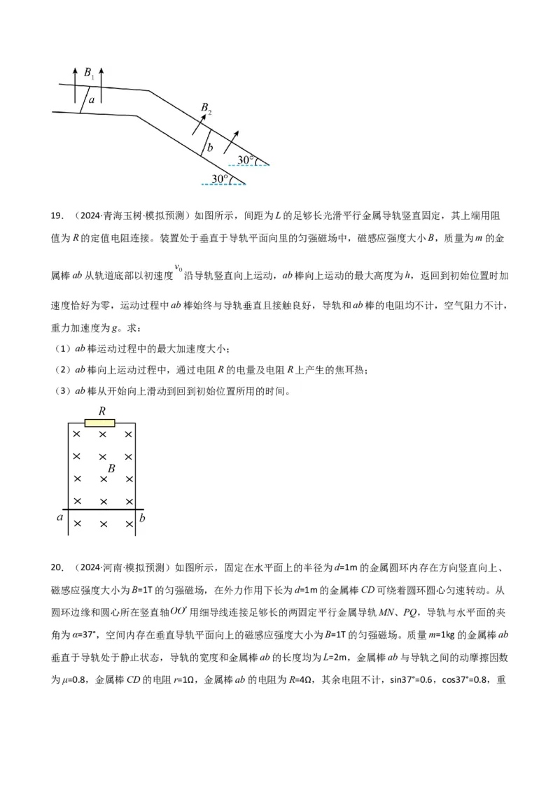 专题突破卷14电磁感应与动力学、能量、动量的综合应用（单轨、双轨、线框、圆盘、变磁场）（原卷版）_4.2025物理总复习_2025年新高考资料_一轮复习