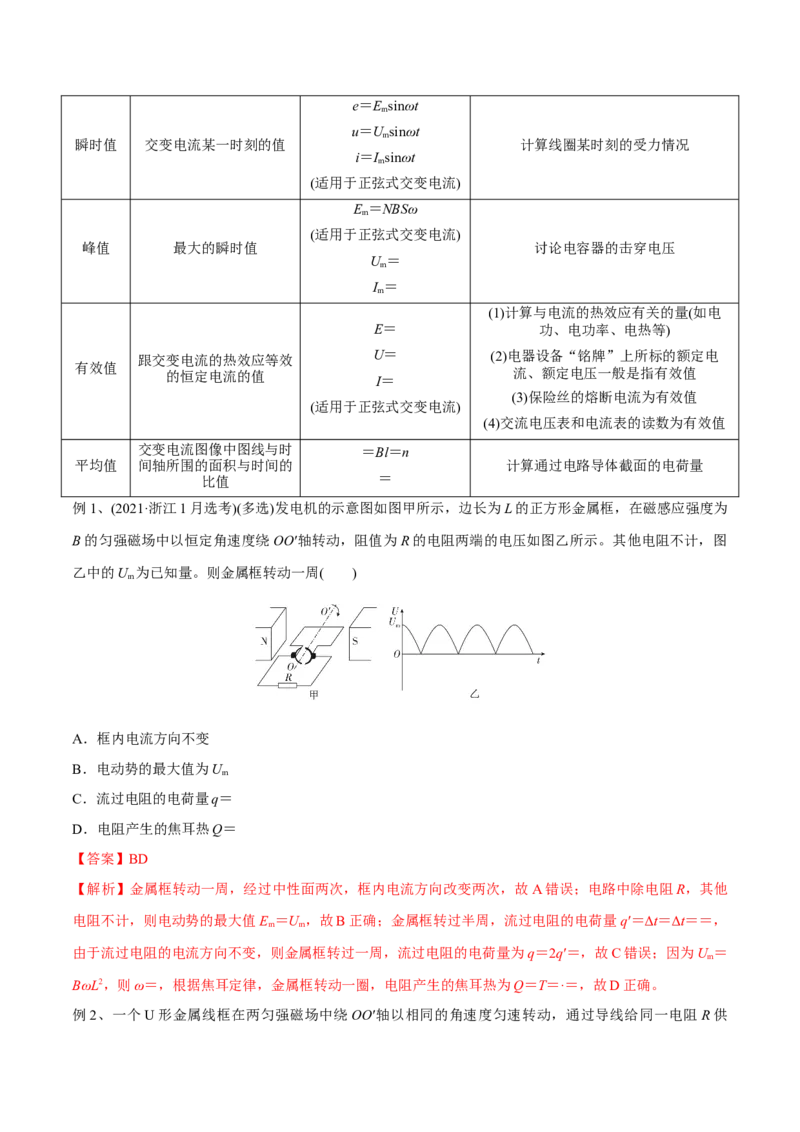 第一讲交变电流的产生和描述（解析版）_4.2025物理总复习_2023年新高复习资料_一轮复习_2023年高三物理一轮复习精讲精练278111462_第十二章交变电流