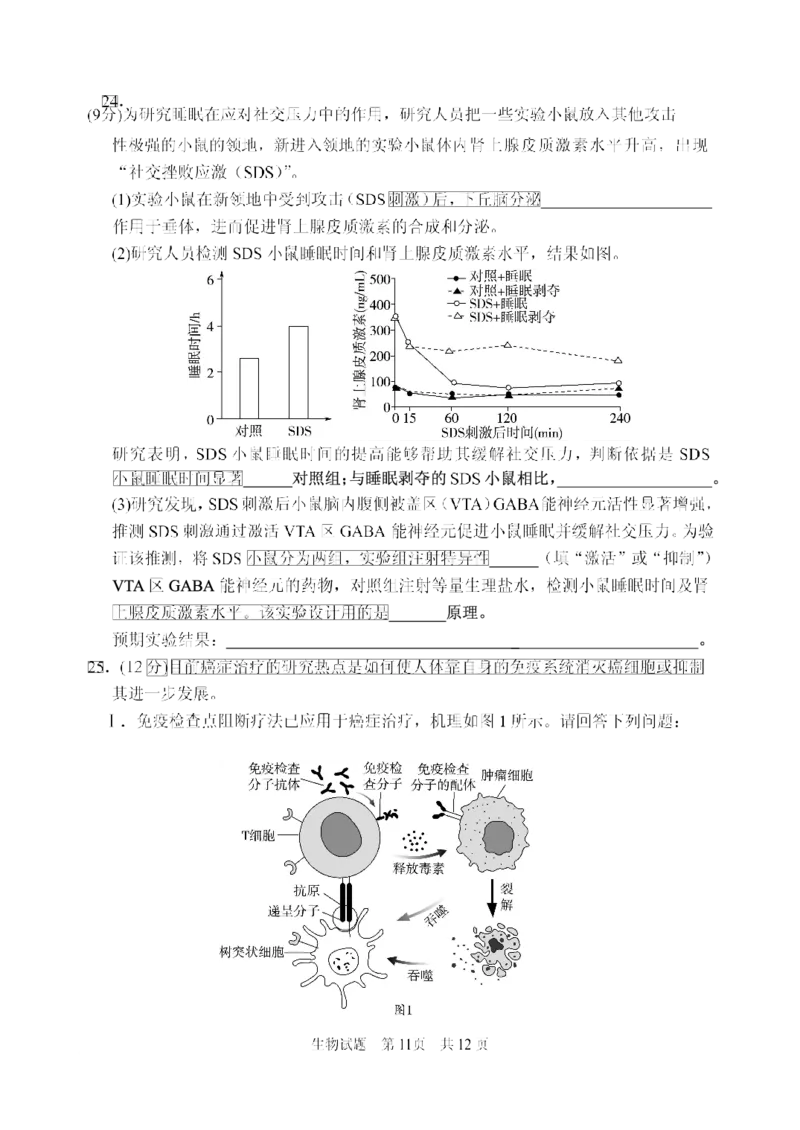 山东省实验中学2025届高三第三次诊断考试生物试题_A1502026各地模拟卷（超值！）_12月_241214山东省实验中学2025届高三第三次诊断考试_山东省实验中学2025届高三第三次诊断考试生物