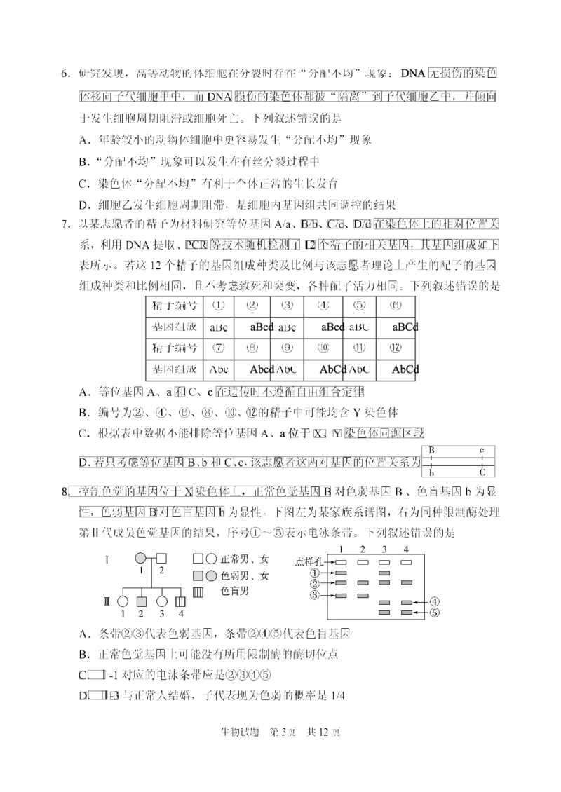山东省实验中学2025届高三第三次诊断考试生物试题_A1502026各地模拟卷（超值！）_12月_241214山东省实验中学2025届高三第三次诊断考试_山东省实验中学2025届高三第三次诊断考试生物