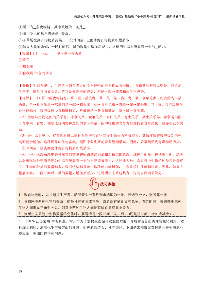 主题三生物与环境（讲练）（解析版）_02中考总复习（2026版更新中）_08-生物-中考总复习_2025中考复习资料_2025中考二轮课件ppt+讲义+练习生物_讲义+练习