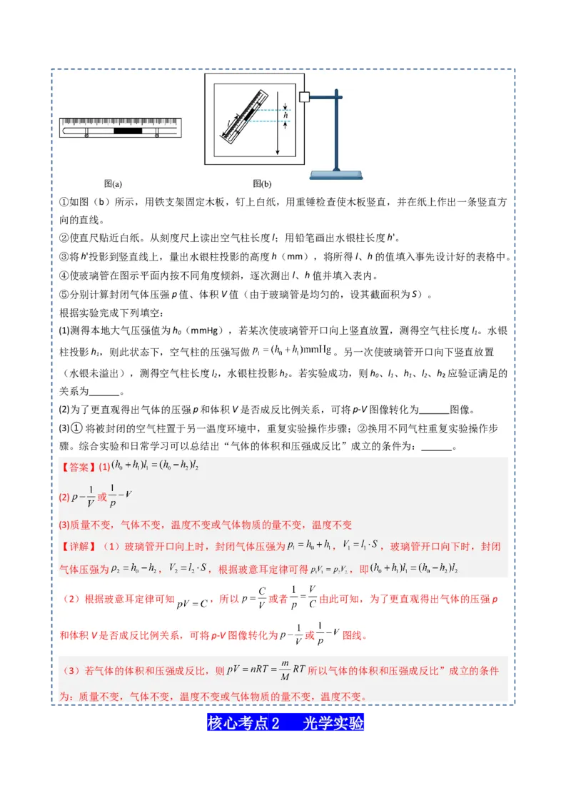 专题20光学、热学实验（解析版）_4.2025物理总复习_2025年新高考资料_一轮复习_2025年高考物理一轮复习知识清单