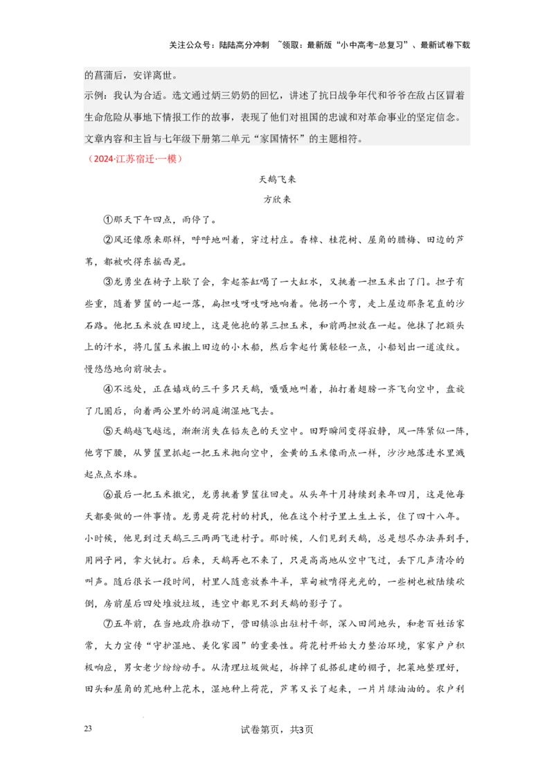 插叙的作用（专项训练）（解析版）_02中考总复习（2026版更新中）_01-语文-中考总复习_2025年中考资料_备战2025年中考语文一轮复习记叙文阅读课件+专项练习_专项练习