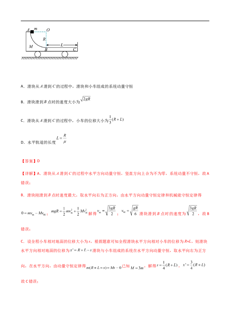 专题38在四种常见模型中应用动量守恒定律（解析版）_4.2025物理总复习_2023年新高复习资料_一轮复习_2023届高三物理一轮复习多维度导学与分层专练