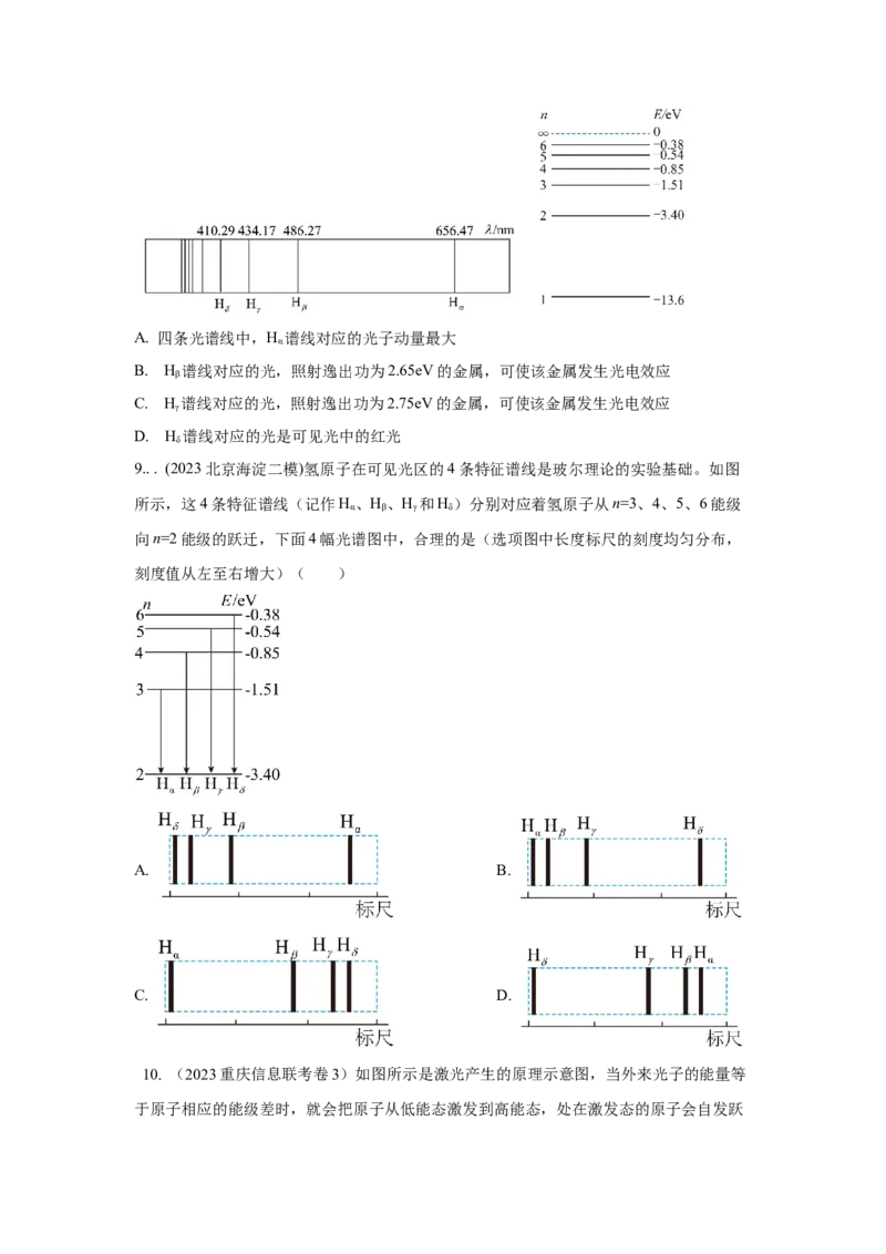 模型83原子核式结构和能级模型（原卷版）-2024高考物理二轮复习80模型最新模拟题专项训练_4.2025物理总复习_2024年新高考资料_2.2024二轮复习_83原子核式结构模和能级模型