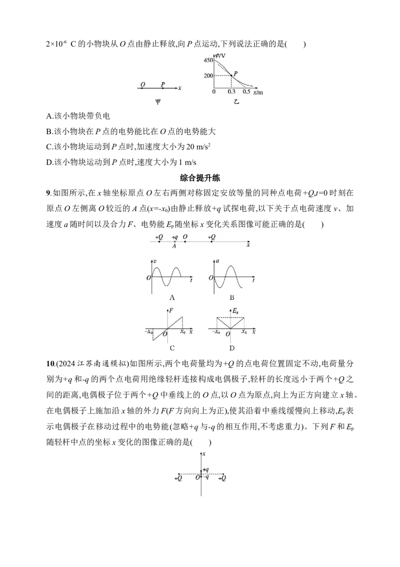 第9章　静电场第3讲　专题提升电场中的功能关系和图像问题_4.2025物理总复习_2025年新高考资料_一轮复习_2025人教版新教材物理高考第一轮基础练（完结）