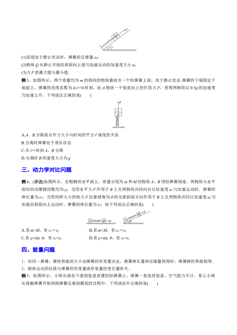 秘籍02弹簧热点问题-备战2023年高考物理抢分秘籍（新高考专用）（原卷版）_4.2025物理总复习_2023年新高复习资料_备战2023年高考物理抢分秘籍（新高考专用）