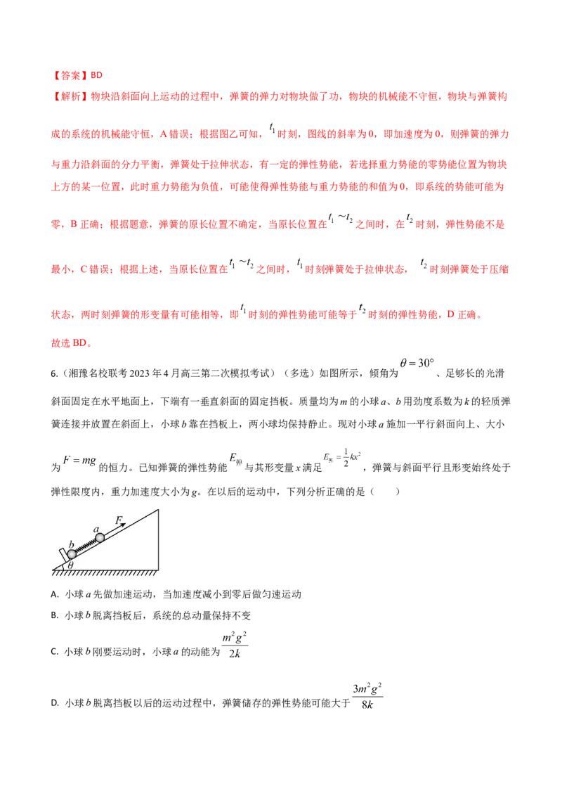 秘籍02弹簧热点问题-备战2023年高考物理抢分秘籍（新高考专用）（原卷版）_4.2025物理总复习_2023年新高复习资料_备战2023年高考物理抢分秘籍（新高考专用）