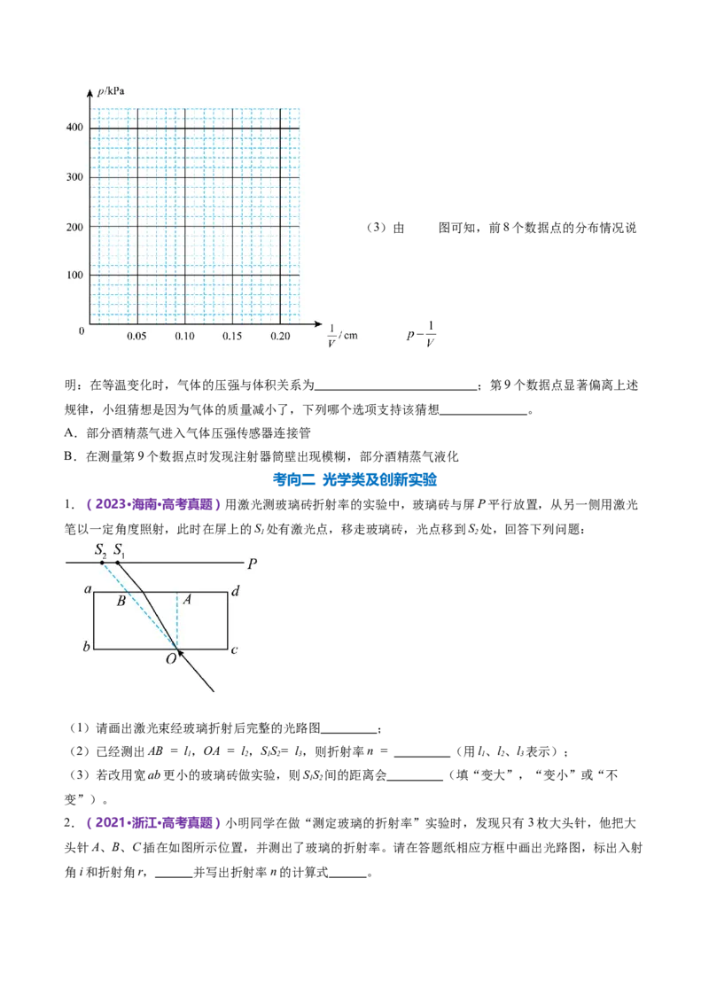 专题21热学和光学实验（练习）（原卷版）_4.2025物理总复习_2024年新高考资料_2.2024二轮复习_2024年高考物理二轮复习讲练测（新教材新高考）