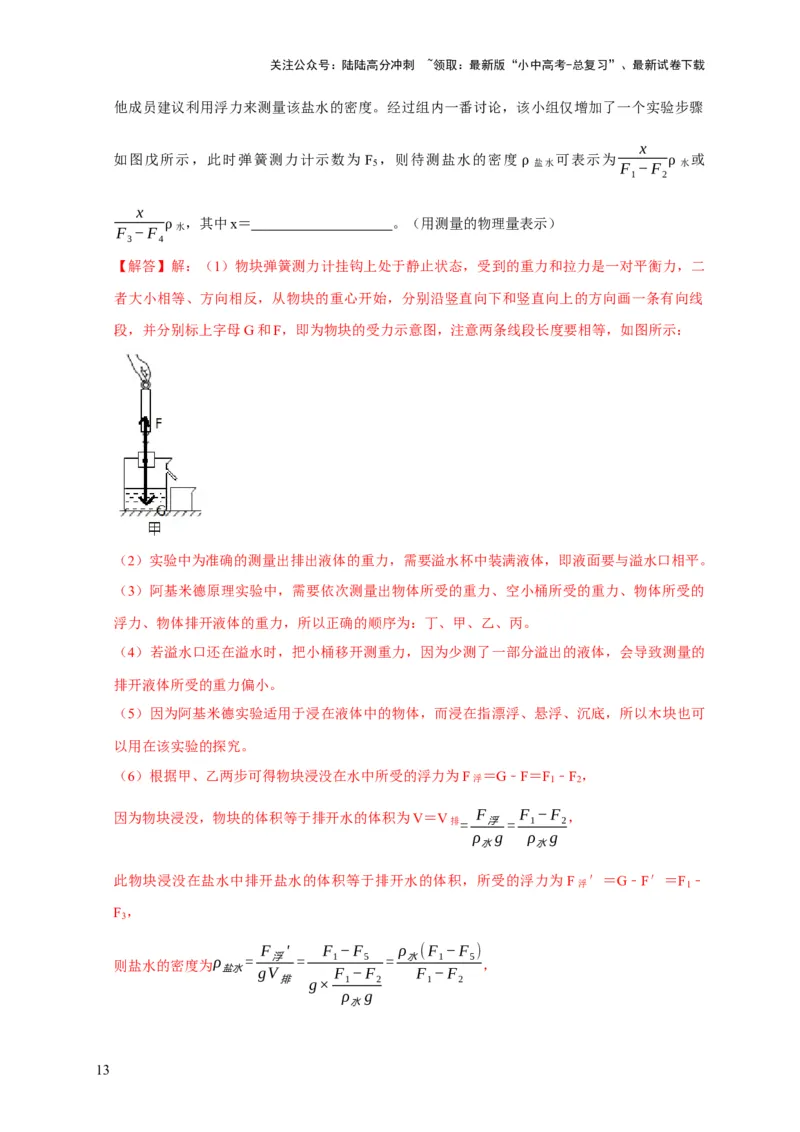 实验11探究浮力大小与排开液体所受重力的关系（解析版）_02中考总复习（2026版更新中）_04-物理-中考总复习_2024年中考复习资料_二轮复习_（讲义+练习）2024年中考物理二轮题型专项复习