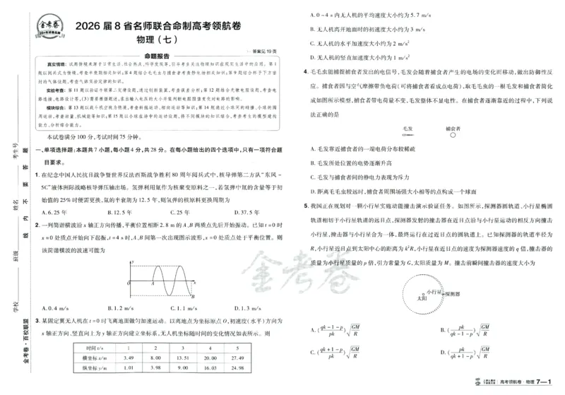 2026版金考卷&middot;百校联盟高考领航卷物理（新教材版）_2026版金考卷&middot;百校联盟高考领航卷（全科）_2026版金考卷&middot;百校联盟高考领航卷物理（新教材版）