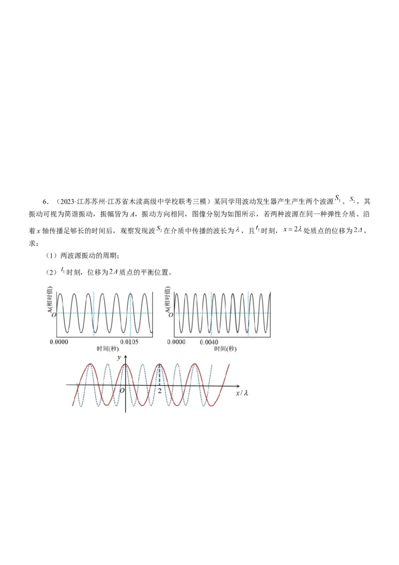 押江苏卷14题机械振动、机械波计算（原卷版）_4.2025物理总复习_2024年新高考资料_5.2024三轮冲刺_备战2024年高考物理临考题号押题（江苏卷）322751514