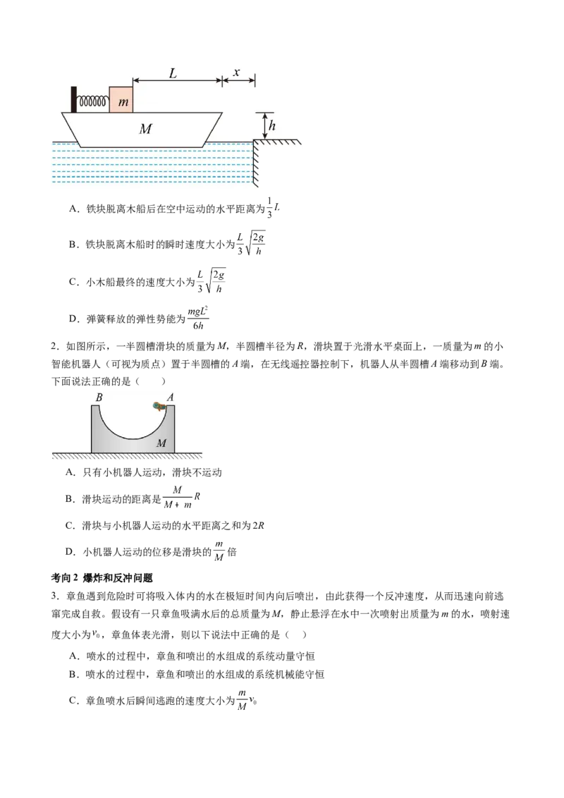 第31讲动量守恒定律及其应用（讲义）（原卷版）_4.2025物理总复习_2024年新高考资料_1.2024一轮复习_2024年高考物理一轮复习讲练测（新教材新高考）_第31讲动量守恒定律及其应用（讲义）