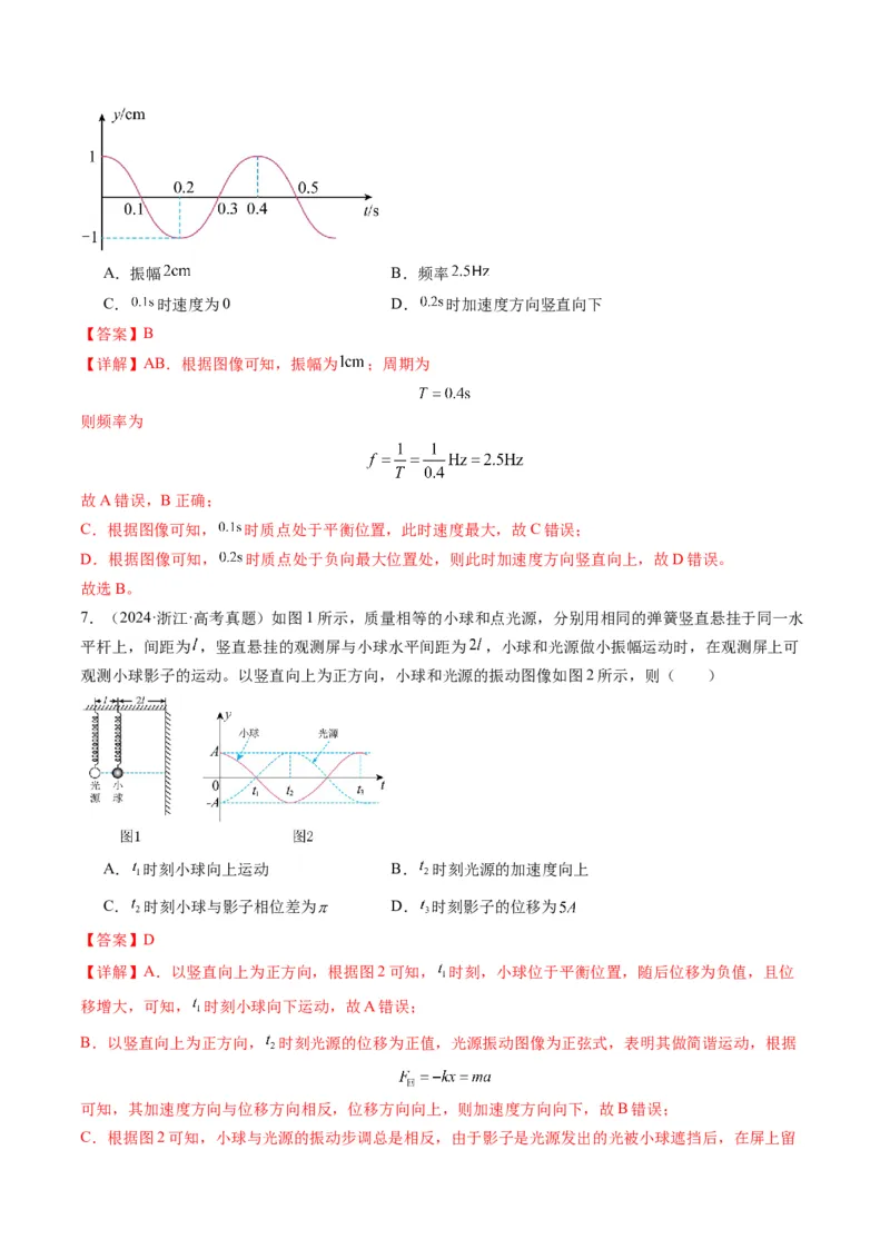 第30讲机械振动（讲义）（解析版）_4.2025物理总复习_2025年新高考资料_一轮复习_2025年高考物理一轮复习讲练测（新教材新高考）