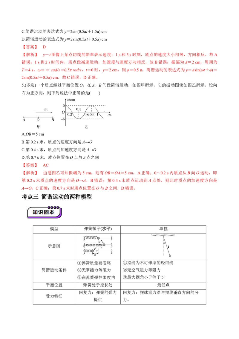 第30讲机械振动（讲义）（解析版）_4.2025物理总复习_2025年新高考资料_一轮复习_2025年高考物理一轮复习讲练测（新教材新高考）
