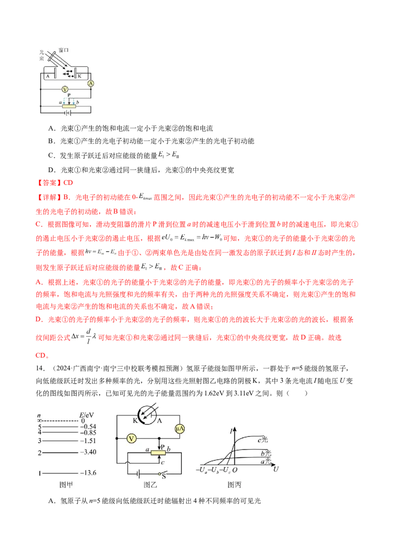 第72讲光电效应波粒二象性（练习）（解析版）_4.2025物理总复习_2024年新高考资料_1.2024一轮复习_2024年高考物理一轮复习讲练测（新教材新高考）_第72讲光电效应波粒二象性（练习）
