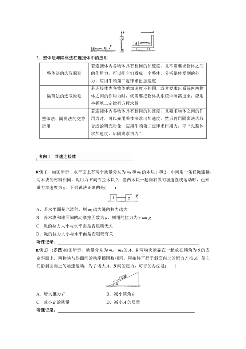 第3章专题强化4　牛顿第2定律的综合应用_4.2025物理总复习_2024年新高考资料_1.2024一轮复习_2024年高考物理一轮复习讲义（新人教版）_学生版在此文件夹_大一轮复习讲义