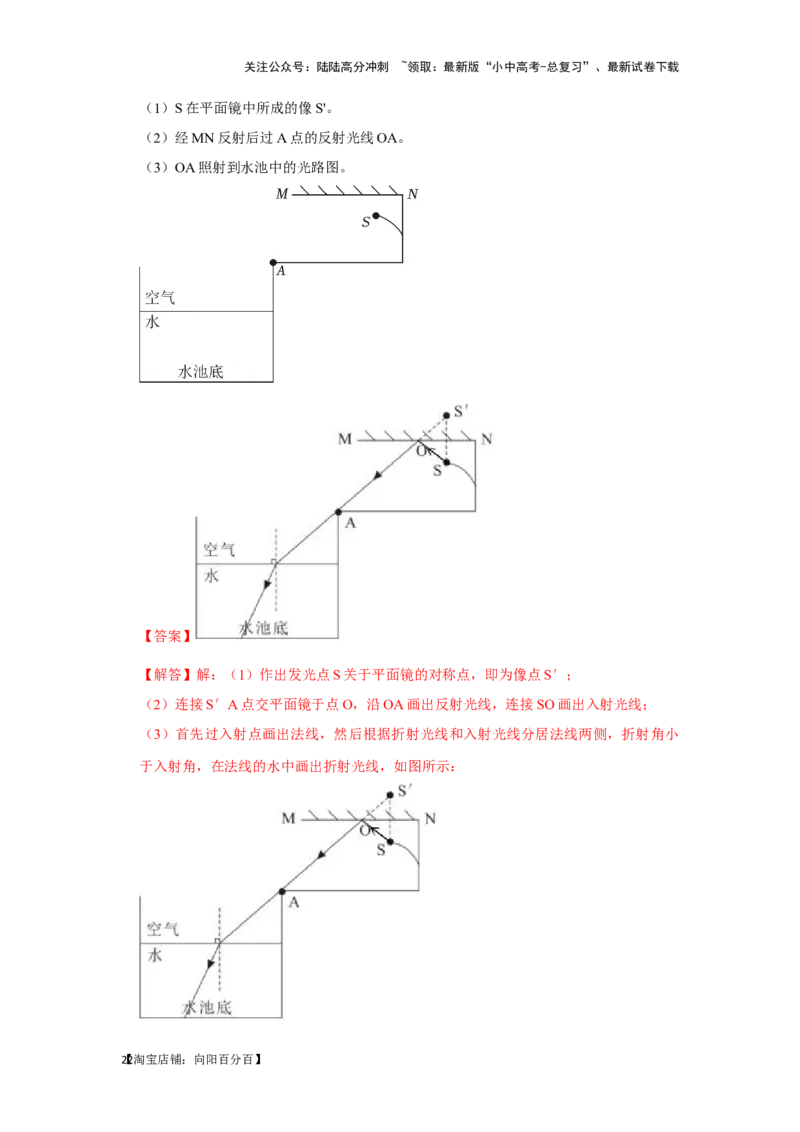 挑战10作图题（光学和力学综合46题）（解析版）_02中考总复习（2026版更新中）_04-物理-中考总复习_2024年中考复习资料_专项复习资料_❤备战2024年中考物理真题《压轴挑战》分类汇编