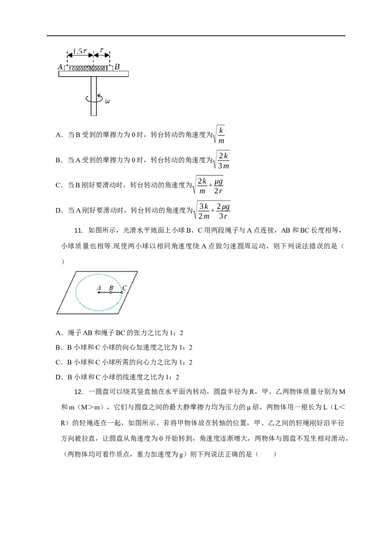 第20讲水平面和斜面上的圆周运动（转盘模型）及其临界问题（原卷版）_4.2025物理总复习_2023年新高复习资料_专项复习_2023届高三物理高考复习101微专题模型精讲精练