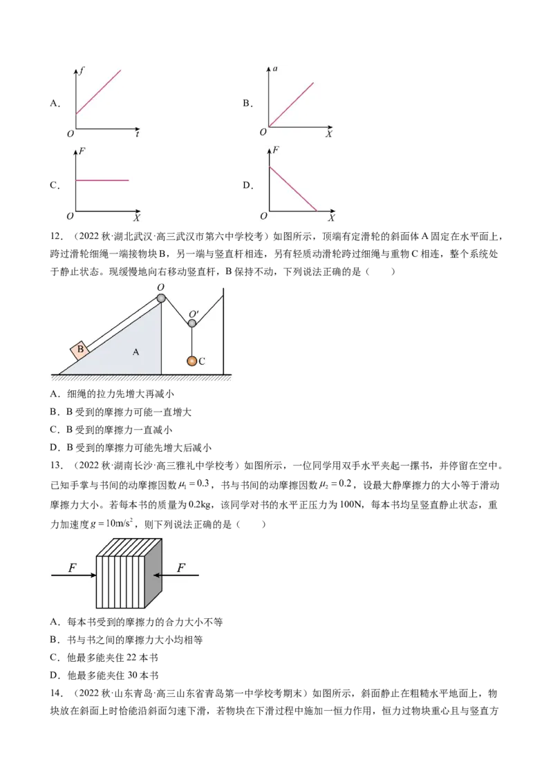 第06讲重力弹力摩擦力（练习）（原卷版）_4.2025物理总复习_2024年新高考资料_1.2024一轮复习_2024年高考物理一轮复习讲练测（新教材新高考）_第06讲重力弹力摩擦力（练习）