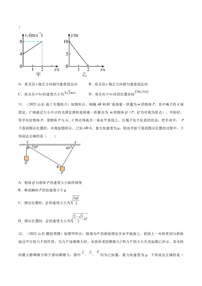 专题4.1　曲线运动　运动的合成与分解练&mdash;&mdash;2023年高考物理一轮复习讲练测（新教材新高考通用）（原卷版）_4.2025物理总复习_2023年新高复习资料_一轮复习