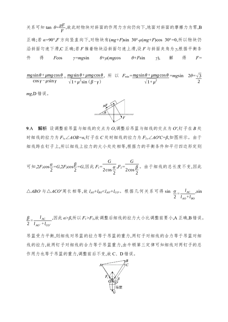 第2章　相互作用第5讲　专题提升动态平衡及平衡中的临界、极值问题_4.2025物理总复习_2025年新高考资料_一轮复习_2025人教版新教材物理高考第一轮基础练（完结）