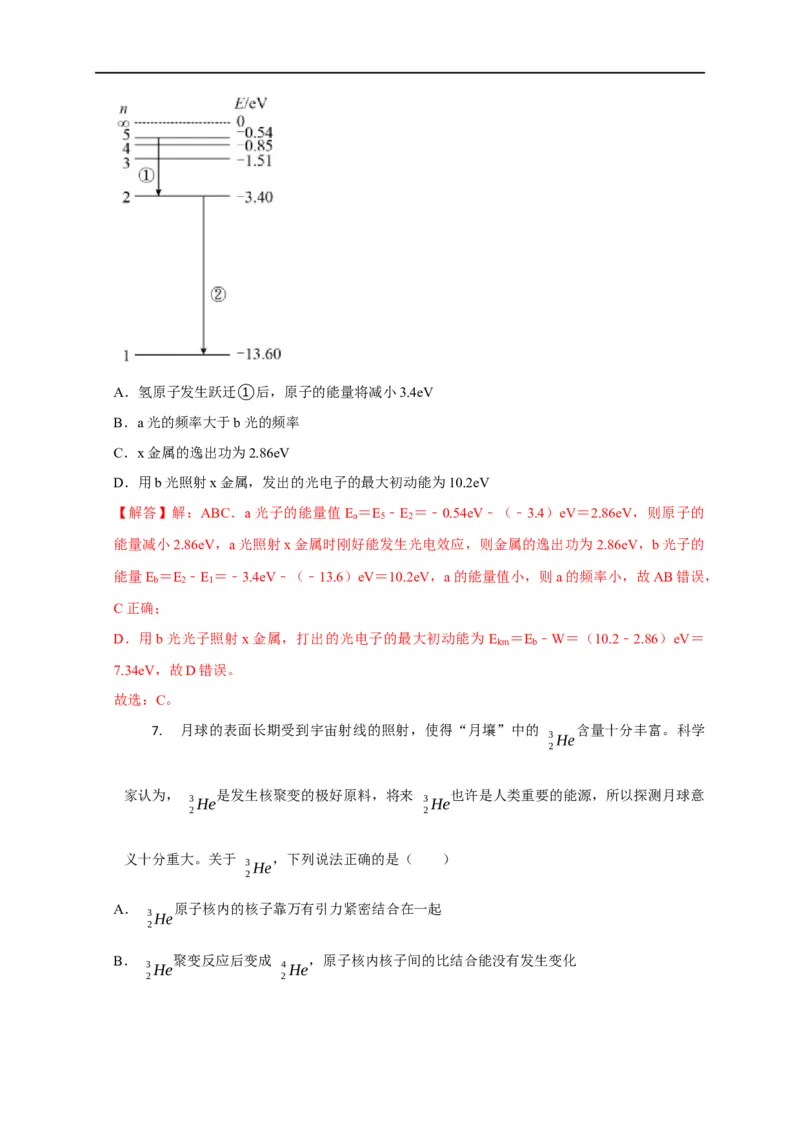 第101讲原子与原子核（玻尔模型与核反应）（解析版）_4.2025物理总复习_2023年新高复习资料_专项复习_2023届高三物理高考复习101微专题模型精讲精练