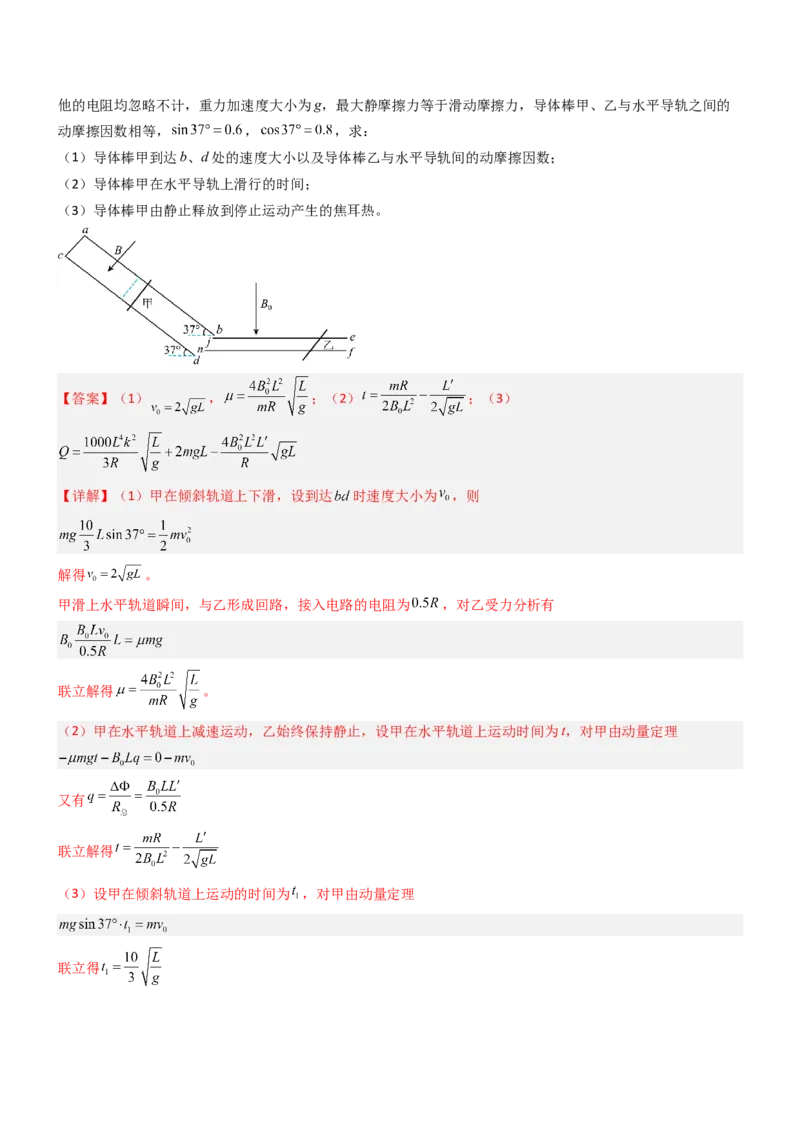 压轴题09电磁感应（解析版）_4.2025物理总复习_2024年新高考资料_5.2024三轮冲刺_2024年高考物理压轴题专项训练（新高考通用）