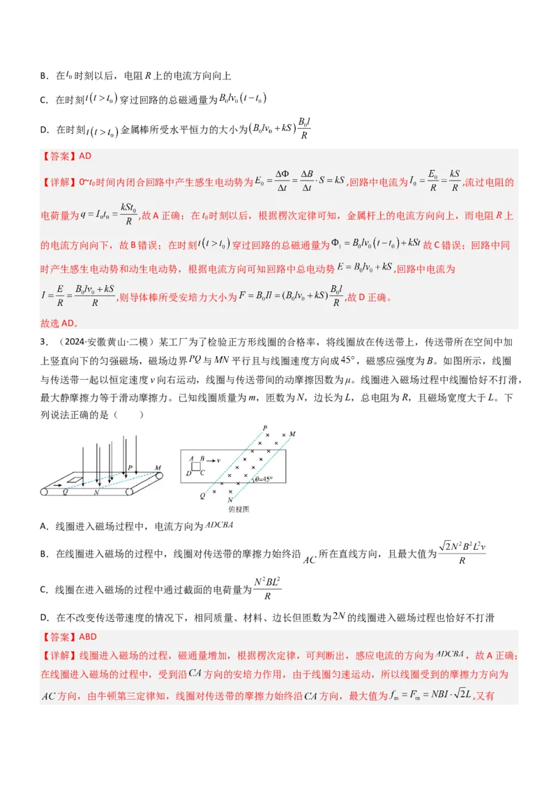 压轴题09电磁感应（解析版）_4.2025物理总复习_2024年新高考资料_5.2024三轮冲刺_2024年高考物理压轴题专项训练（新高考通用）