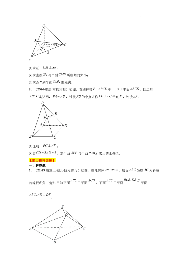专项训练19空间向量与空间角（原卷版）_2.2025数学总复习_2025年新高考资料_二轮复习_2025高考数学二轮复习专项突破练习_专项练