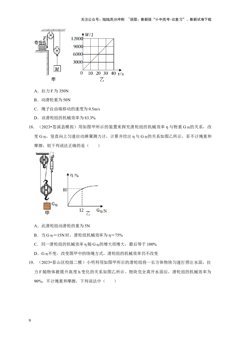 图像题03简单机械、机械效率（原卷版）_02中考总复习（2026版更新中）_04-物理-中考总复习_2024年中考复习资料_二轮复习_（讲义+练习）2024年中考物理二轮题型专项复习