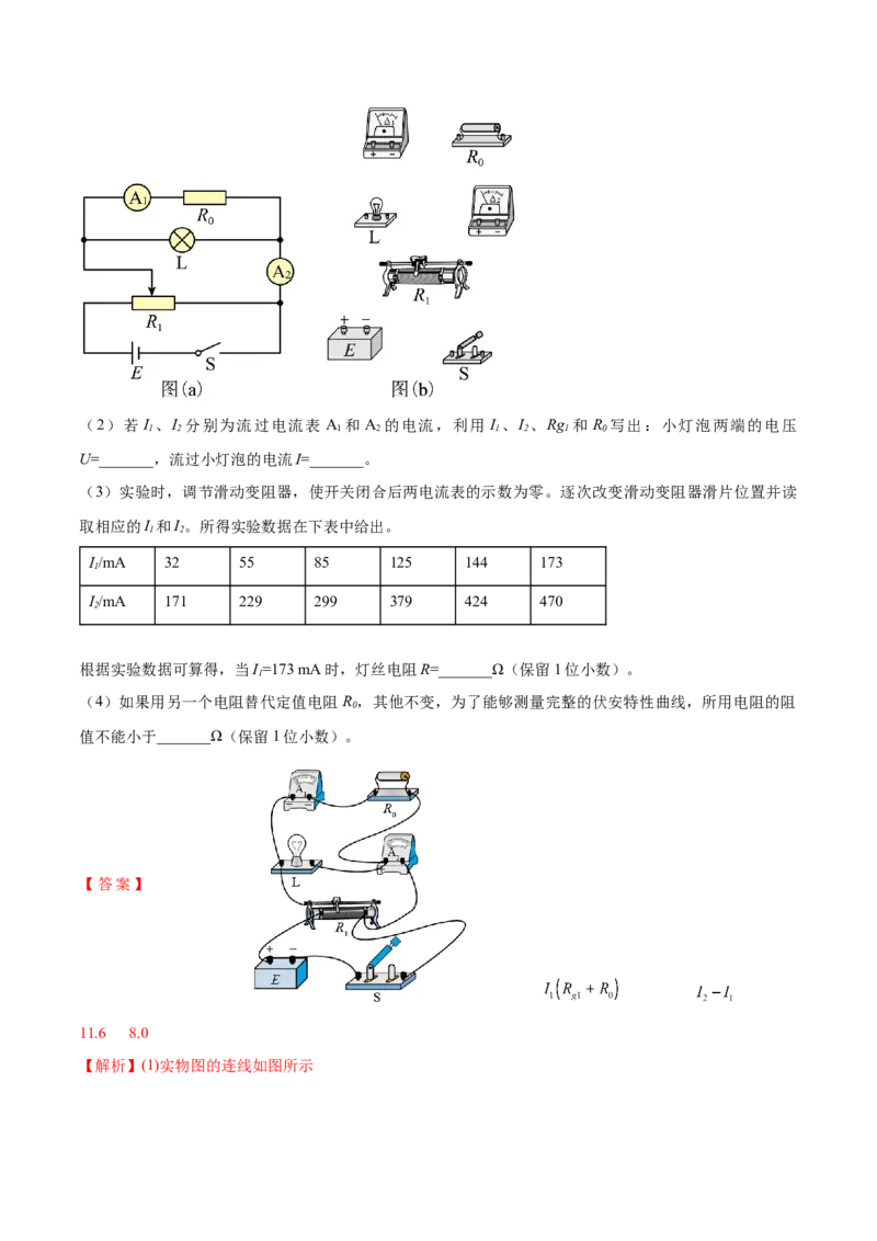 专题8.3实验：描绘小灯泡伏安特性曲线和测定金属电阻率练&mdash;&mdash;2023年高考物理一轮复习讲练测（新教材新高考通用）（解析版）_4.2025物理总复习_2023年新高复习资料_一轮复习