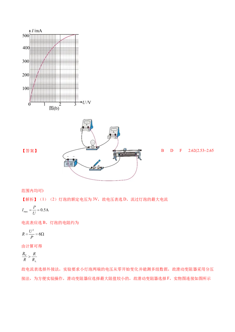 专题8.3实验：描绘小灯泡伏安特性曲线和测定金属电阻率练&mdash;&mdash;2023年高考物理一轮复习讲练测（新教材新高考通用）（解析版）_4.2025物理总复习_2023年新高复习资料_一轮复习