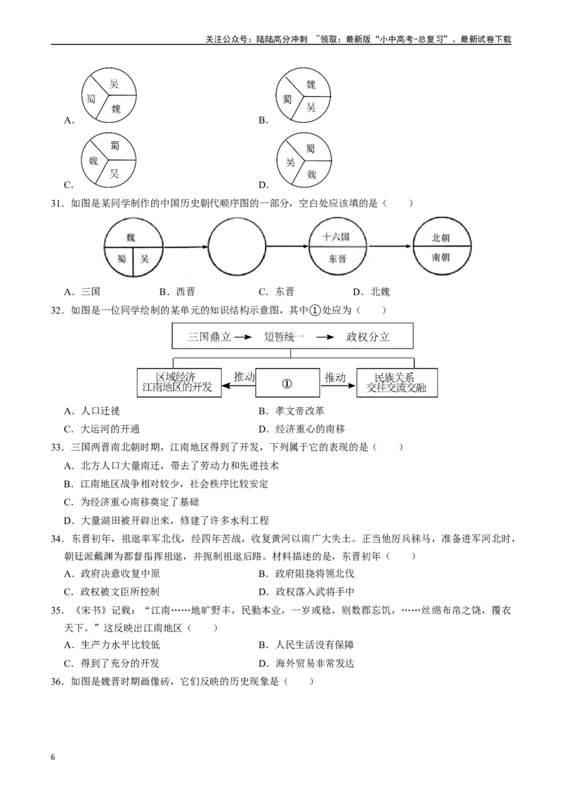模块01中国古代史选择题专项100练（原卷版）_02中考总复习（2026版更新中）_06-历史-中考总复习_2024年中考复习资料_一轮复习_配套练习