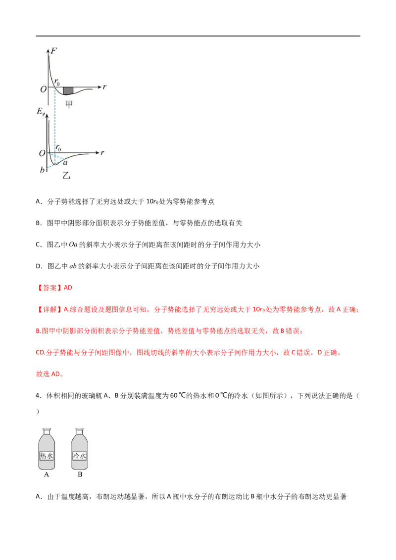 专题69分子动理论、固体与液体（解析版）_4.2025物理总复习_2023年新高复习资料_一轮复习_2023届高三物理一轮复习多维度导学与分层专练